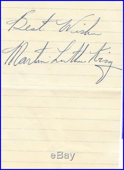 Civil Rights Leader Dr. Martin Luther King Jr. His Autograph
