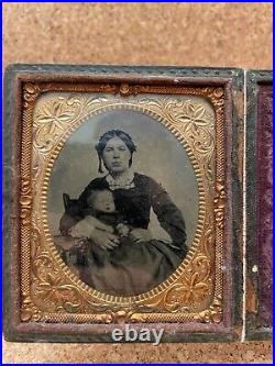 Civil War Era Soldier Nurse Spy Sarah Emma Edmonds & Baby Extremely Rare TINTYPE