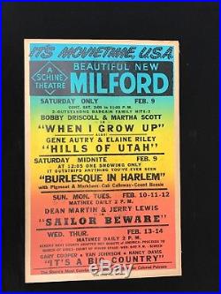 Colored Black Americana Milford Theatre Delaware Movie Poster Segregation 1951