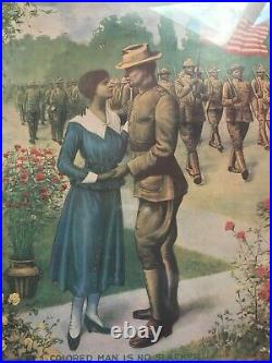 Colored Man Is No Slacker E. G. Renesch 1918 Framed Early Black Military 0/403