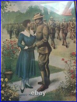 Colored Man Is No Slacker E. G. Renesch 1918 Framed Early Black Military 0/403