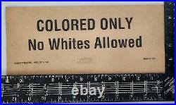 Colored Only No Whites Rare Vtg Original Segregation Sign 1921 Lenox Theater GA