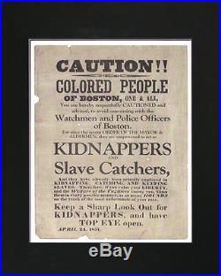 Colored People Boston 1851 Ad Slave Black Americana