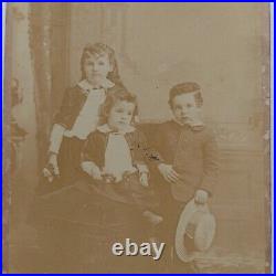 Columbus, Tx. Victorian Siblings Antique Photograph Cabinet Card, 1880's