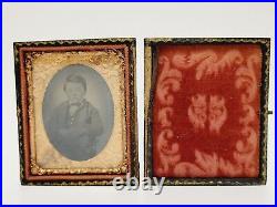 Confident Little Boy In Sophisticated Suit Daguerreotype 1/9 Plate