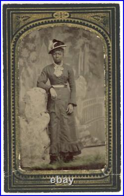 Cool Customer Pretty Black Woman With Stylish Hat African American Tintype Photo