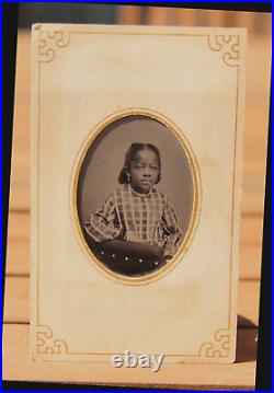 Cute African American Girl Tintype Photo Antique 1800s Black Americana