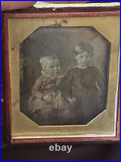 Daguerreotype Charming Clutching Children, Wary Toddler, Tinted, Lyre Case BIN