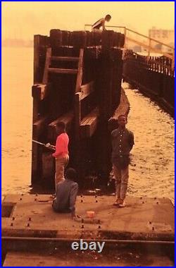 Detroit Michigan African American Black Kids Fishing Great Art 35mm Slide Photo