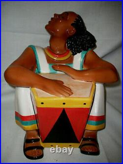 Drummer Man Cookie Jar Black Americana Htf Jar