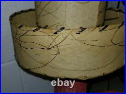 EGYPTIAN Mid Century BLACK AMERICANA Pottery LAMP 2 Tier FIBERGLASS Shade RETRO