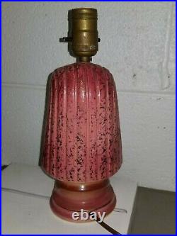 EGYPTIAN Mid Century BLACK AMERICANA Pottery LAMP 2 Tier FIBERGLASS Shade RETRO