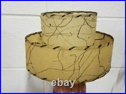 EGYPTIAN Mid Century BLACK AMERICANA Pottery LAMP 2 Tier FIBERGLASS Shade RETRO