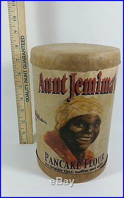 Early Aunt Jemima Pancake Flour Paper Canister Box Black Americana 8.5 Tall