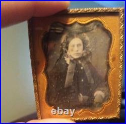 Early Daguerreotype Young Lady Bonnet Ribbon Collar Antique c. 1840 2x3 Prescott Early Daguerreotype Young Lady Bonnet Ribbon Collar Antique c. 1840 2x3 Prescott
