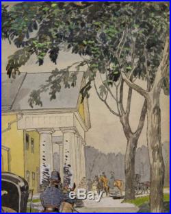 Edward Penfield Watercolor Illustration Painting, Robert E Lee Arlington House