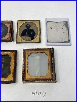 Eight Antique Tin Type Daguerreotype withcases Photos Circa 1800's