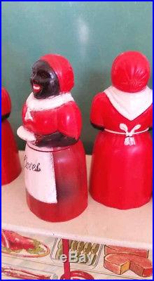 F&F Mold Aunt Jemima Vintage Cookie Jar, 6 Spice Jars, S/P Black Americana Rare