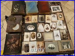 FIVE (5) Vintage Photo albums + 80 Antique Photos tintypes cdvs 1860 1915 NICE