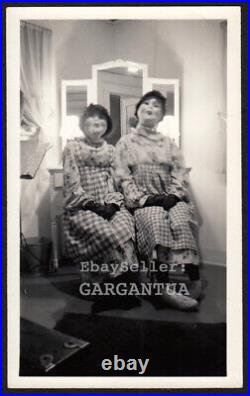 FREAK NIGHTMARE HALLOWEEN MASK COSTUME TWIN KILLER CLOWNS 1930s VINTAGE PHOTO