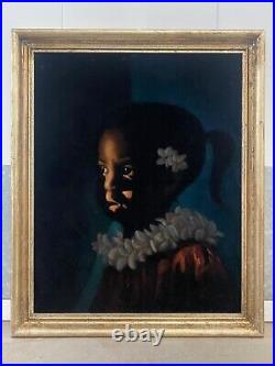Fine Vintage Hawaiian Girl Portrait Black Velvet Painting, CeCe Rodriguez 60s