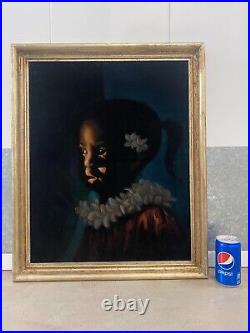 Fine Vintage Hawaiian Girl Portrait Black Velvet Painting, CeCe Rodriguez 60s