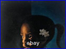 Fine Vintage Hawaiian Girl Portrait Black Velvet Painting, CeCe Rodriguez 60s
