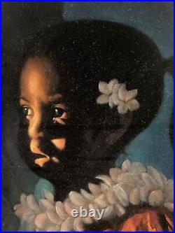 Fine Vintage Hawaiian Girl Portrait Black Velvet Painting, CeCe Rodriguez 60s