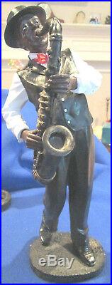 Five Piece 16 1/2 High Sculpted Resin Black Americana Jazz Singers & Musicians