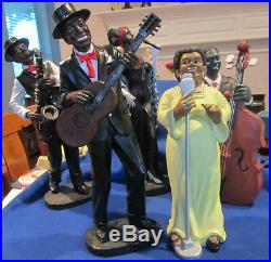 Five Piece 16 1/2 High Sculpted Resin Black Americana Jazz Singers & Musicians