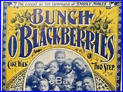 Framed Antique Sheet Music Cover Black Americana Bunch o' Blackberries 1899