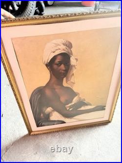 Framed Black Americana Art Print Portrait of Woman in Headwrap