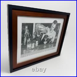 Framed Graphite Bartender Cocktail Bar Art Print Limited Edition Signed 2/10
