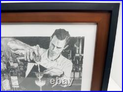 Framed Graphite Bartender Cocktail Bar Art Print Limited Edition Signed 2/10