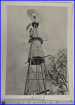 Fulmer Estate Vintage 5x7 B&W Photo LADY ON TOP OF WINDMILL Adventurous Female