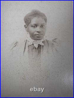 GORGEOUS VICTORIAN AFRICAN AMERICAN YOUNG WOMAN CABINET CARD Fisher & Monfort NJ