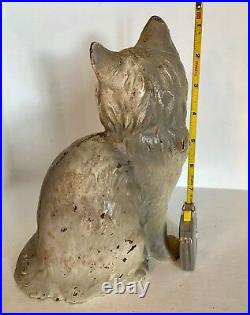 Genuine Antique Cast Iron Hubley Sitting Persian Cat Doorstop Marked Original