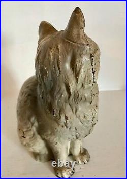 Genuine Antique Cast Iron Hubley Sitting Persian Cat Doorstop Marked Original