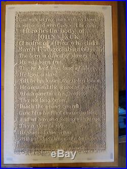 Grave Rubbing African Slave Concord Mass Folk Art Emancipation Death Poem