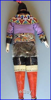Greenland Eskimo Male Carved Wood Doll