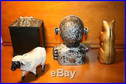Group of 4 Cast Iron Figural Banks with Aluminum Jolly N Mechanical Bank Starkies