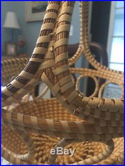Gullah Sweetgrass Basket Double Handle Loops Charleston Black Americana Folk SC