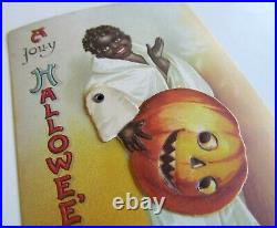 HALLOWEEN antique MECHANICAL POSTCARD by CLAPSADDLE SERIES 1236 BLACK AMERICANA