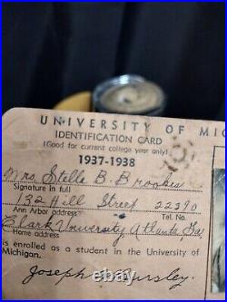 HBCU College's1937/38 University of Michigan Student ID Clark College Atlanta