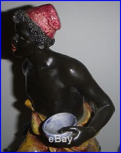 HUGE NUBIAN SPILL VASE B BLOCH FIGURAL MAJOLICA, ca. 1880's, black americana