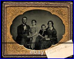 Half Plate Ambrotype ID'd Risher Family Group, Boy with Weird Eyes! Coal Mine In