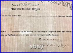 Hampton Institute, VirginiaVintage 1934 Certificate for Study of Black History