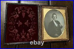 Handsome Young Man Wearing 1/6 Daguerreotype Photo Old Seals Possible ID'd Miner