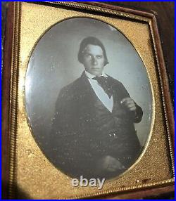 Handsome Young Man Wearing 1/6 Daguerreotype Photo Old Seals Possible ID'd Miner