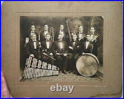 Huge 20 x 16 Antique Big Band Photograph Musicians Instruments Drums Hartford CT